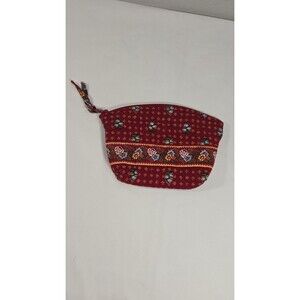 Vera Bradley Makeup Cosmetics Bag Provincial Red Retired Pattern Lined Pouch